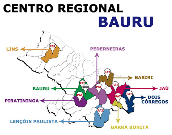 Mapa Pats na região de Bauru Mapa Pats na região de Bauru