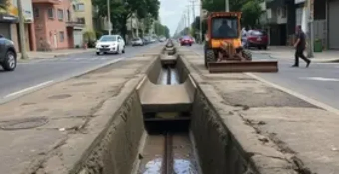 obras de drenagem na rua Benevenuto Tiritan