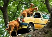 bodes usam carro como escada