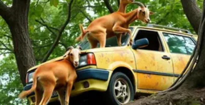 bodes usam carro como escada