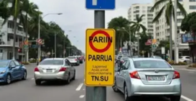 poste estacionado em cruzamento