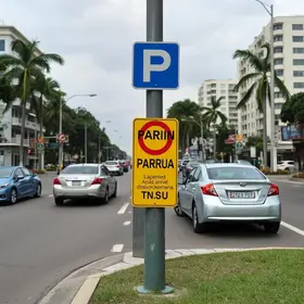 poste estacionado em cruzamento